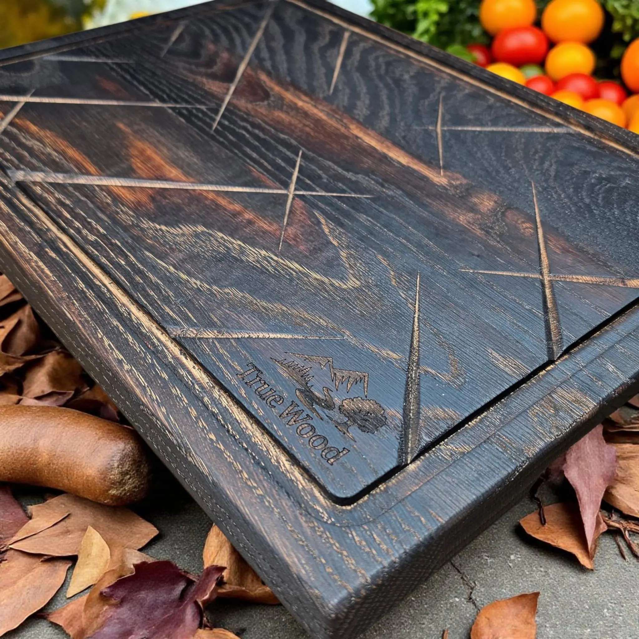 Classic Wooden Steak Platter – Solid Wood Serving Board 35cm x 25cm
